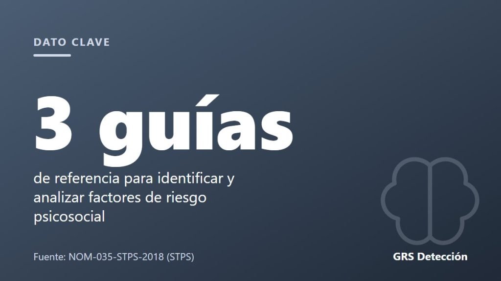 Dato clave: 3 guías de referencia para identificar y analizar factores de riesgo psicosocial (Fuente: NOM-035-STPS-2018 (STPS))